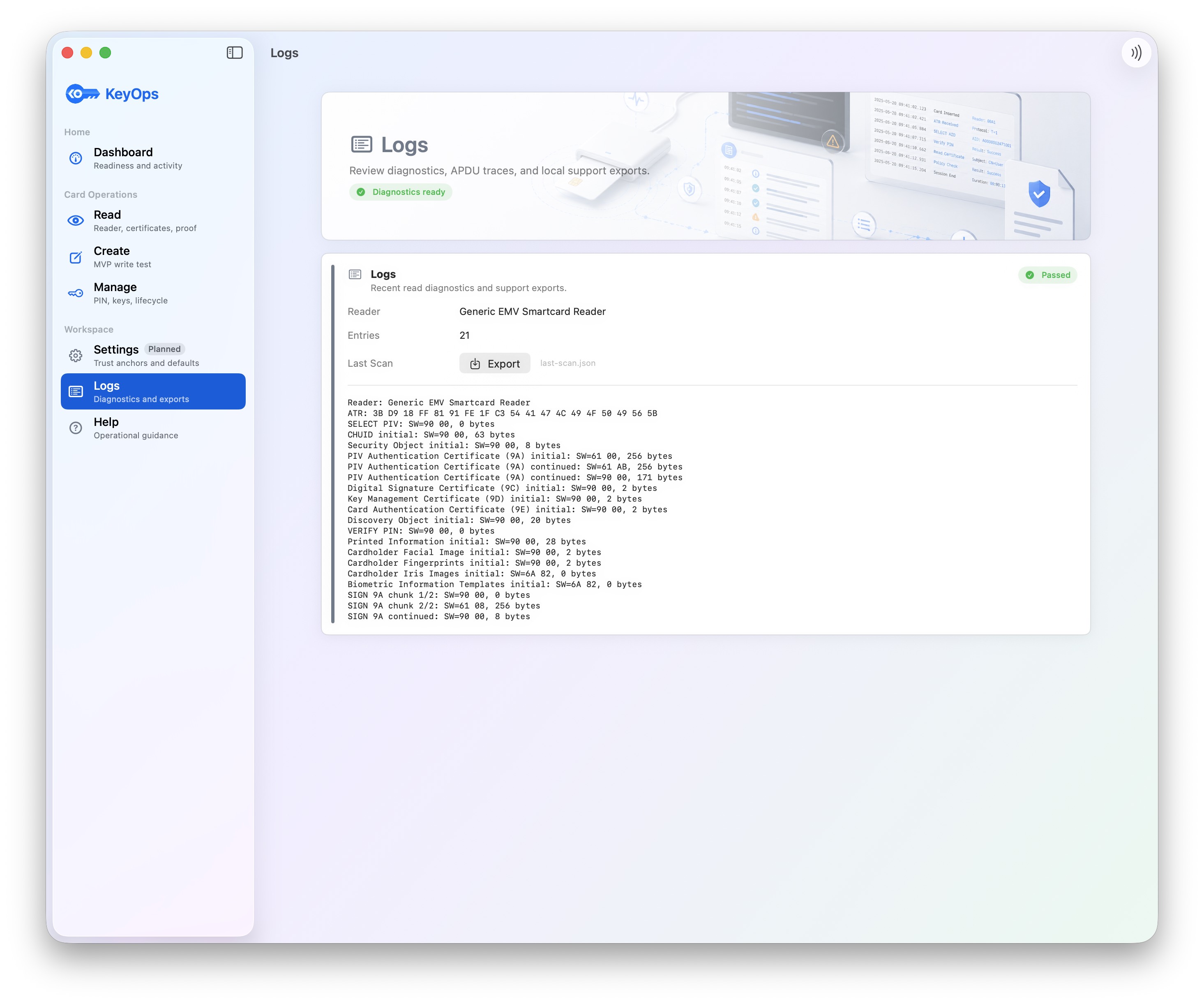Logs page screenshot.