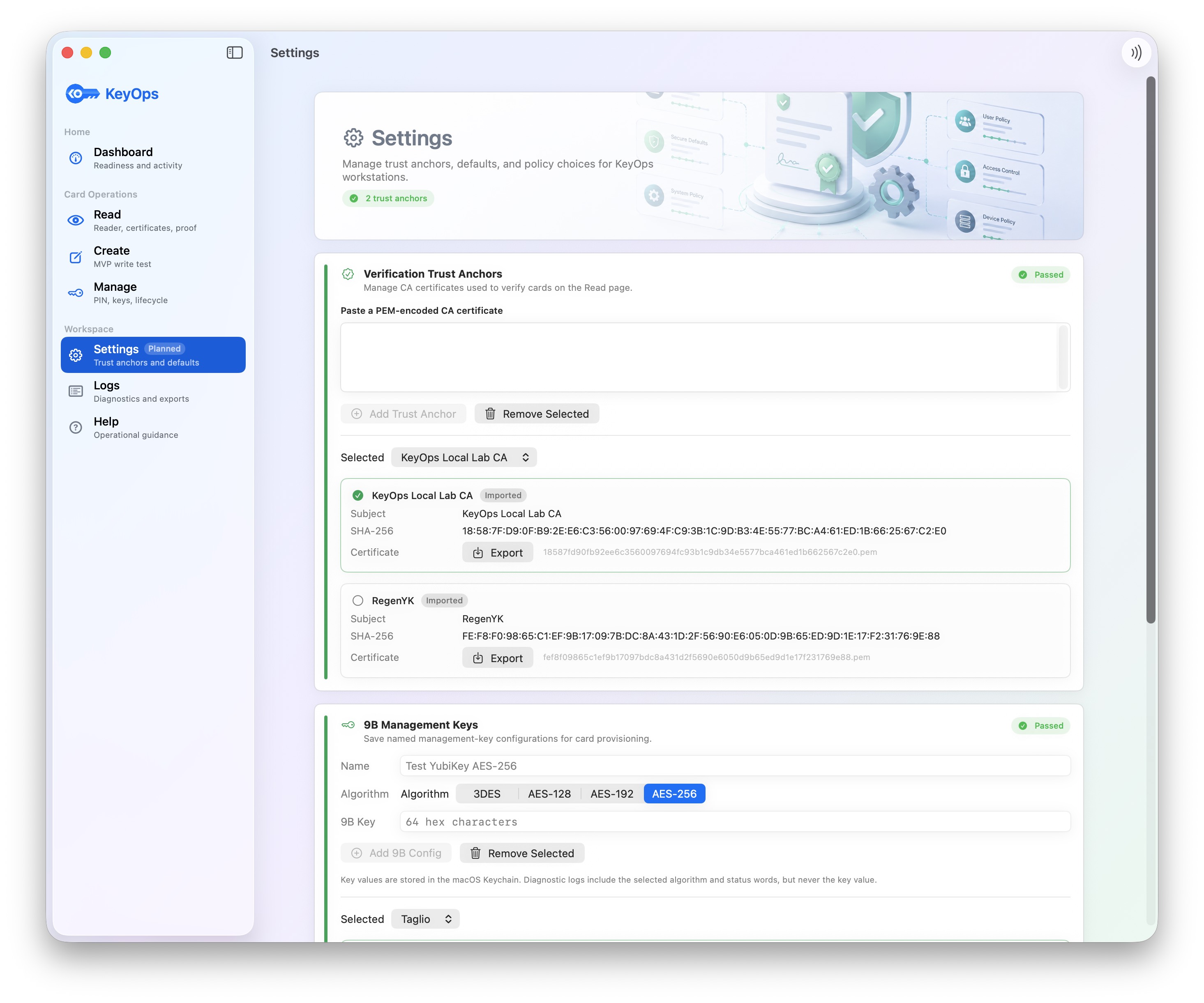 Settings page screenshot.